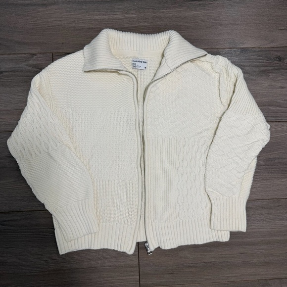 Frank & Oak Sweaters - Frank And Oak Cream Cable Knit Zip Cardigan